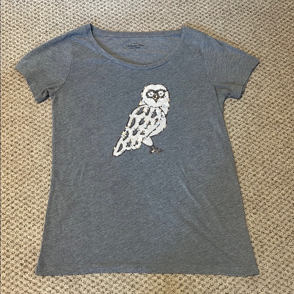 J. Crew Collector Tee Gray Owl Graphic Women’s T-Shirt